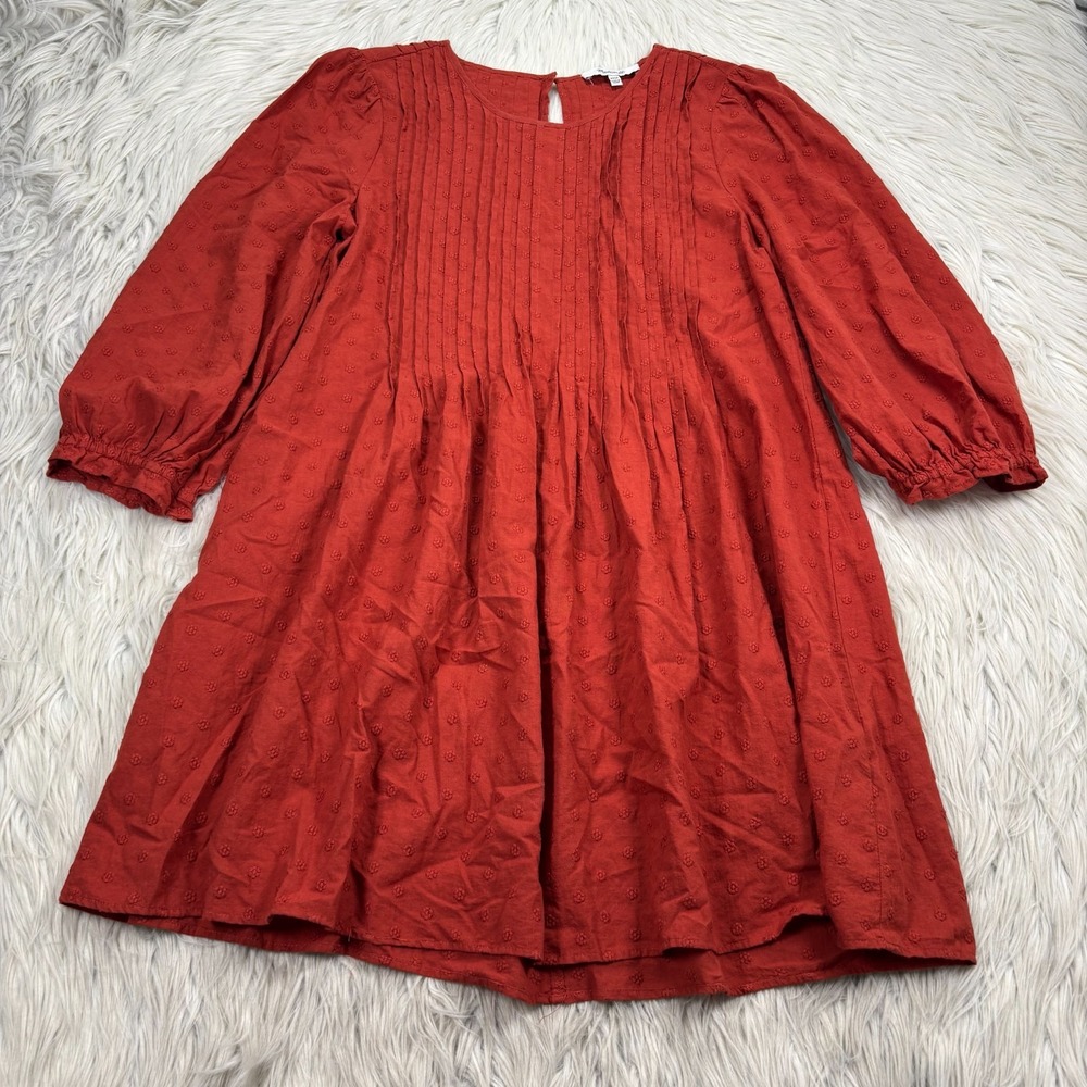 Madewell Women's XXSP Rust Red Floral Embroidered Dress‎ Coastal Cowgirl Boho